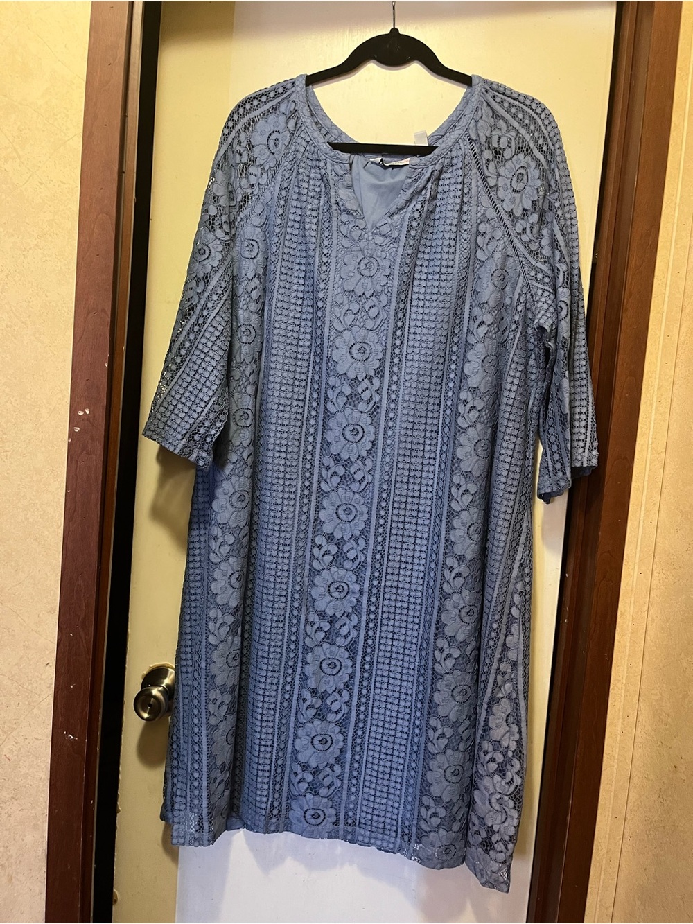 Isaac Mizrahi Live Blue Floral Lace Shift Dress XL Like New